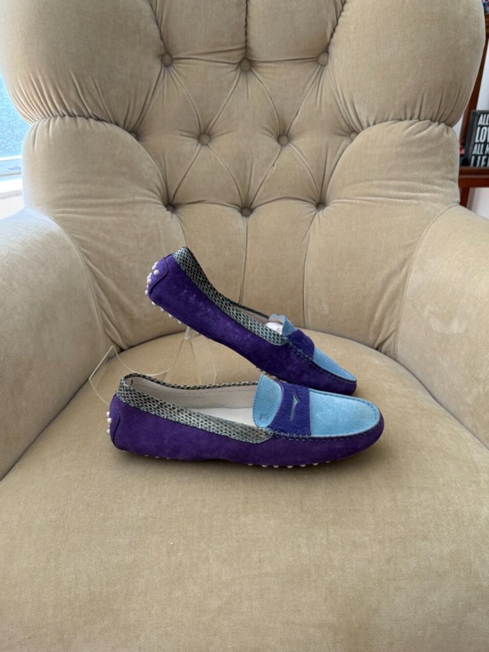 Auth. TOD'S Italy Genuine Suede Leather Gommino Penny Loafer Driving Shoes